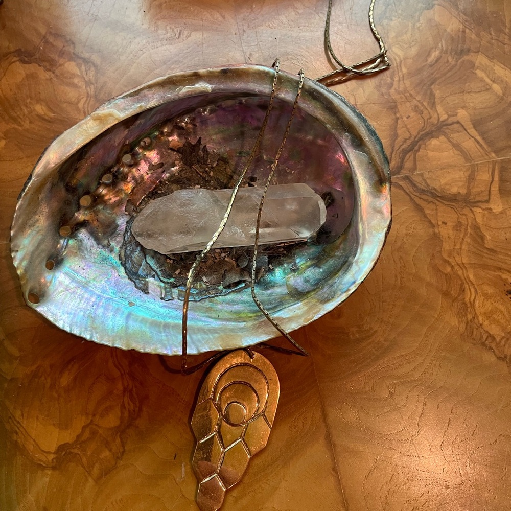 Cristen Rene Brass Expand Pendant on 32” long chain